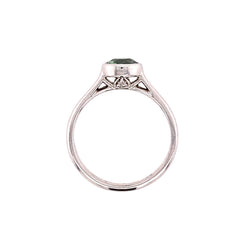 14k White Gold Green/Gray Sapphire & Surprise Diamonds Engagement Ring