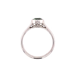 14k White Gold Green/Gray Sapphire & Surprise Diamonds Engagement Ring