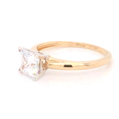 14K Yellow and White Gold Engagement Ring w/ a 6mm Princess Cut CZ