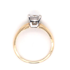 14K Yellow and White Gold Engagement Ring w/ a 6mm Princess Cut CZ