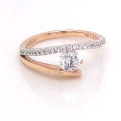 14K Rose and White Gold Engagement Ring w/ a 5mm Round CZ
