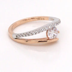 14K Rose and White Gold Engagement Ring w/ a 5mm Round CZ