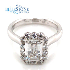 14K White Gold Engagement Ring w/ a 1.07ct Specialty Emerald Cut LG Diamond(size 6.5)