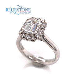 14K White Gold Engagement Ring w/ a 1.07ct Specialty Emerald Cut LG Diamond(size 6.5)