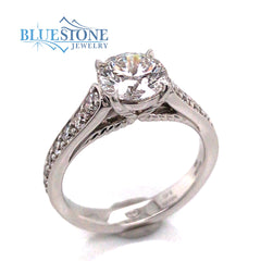 14K White Gold Engagement Ring w/ a 1.43ct Specialty Round Cut LG Diamond(size 6.25)