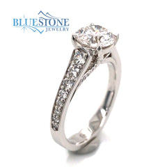 14K White Gold Engagement Ring w/ a 1.43ct Specialty Round Cut LG Diamond(size 6.25)