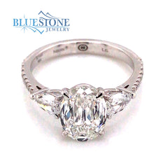 14K White Gold Engagement Ring w/ a 1.41ct Specialty Oval Cut LG Diamond(size 6)