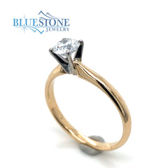 14 Karat Yellow & White Gold Solitaire Engagement Ring with One 0.53 C