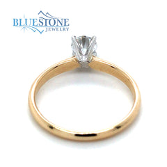 14 Karat Yellow & White Gold Solitaire Engagement Ring with One 0.53 C