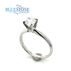 14K White Gold Solitaire Engagement Ring with One 0.74 Carat Round Lab Grown Diamond