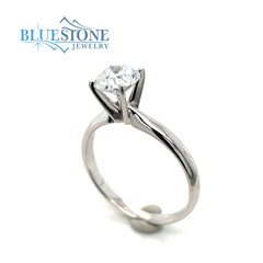 14 Karat White Gold Solitaire Engagement Ring with One 1.00 Carat 6.5m