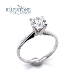 14 Karat White Gold Solitaire Engagement Ring with One 1.00 Carat 6.5m