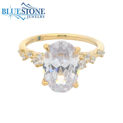 14KYG Engagement Ring w/ 3.00ct Oval LAB Diamond- Size 6.5