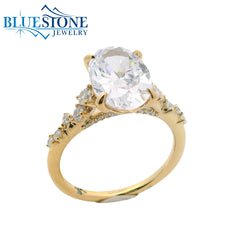 14KYG Engagement Ring w/ 3.00ct Oval LAB Diamond- Size 6.5