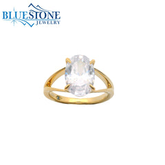 14KYG Split Shank Ring w/ 3.00ct Oval LAB Diamond- Size 6.5