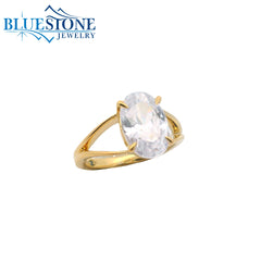 14KYG Split Shank Ring w/ 3.00ct Oval LAB Diamond- Size 6.5