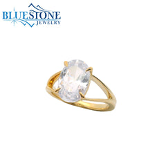 14KYG Split Shank Ring w/ 3.00ct Oval LAB Diamond- Size 6.5