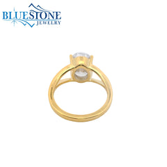 14KYG Split Shank Ring w/ 3.00ct Oval LAB Diamond- Size 6.5