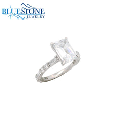 14KWG Engagement Ring w/ 3.00ct Emerald LAB Diamond- Size 6.5