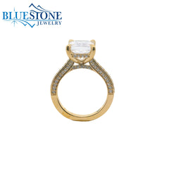14KWG Pave Engagement Ring w/ 4.00ct Radiant LAB Diamond- Size 6.5