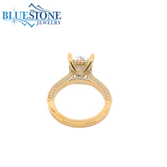 14KWG Pave Engagement Ring w/ 4.00ct Radiant LAB Diamond- Size 6.5