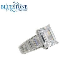 14KWG Engagement Ring w/ 4.50ct Emerald LAB Diamond- Size 6.5