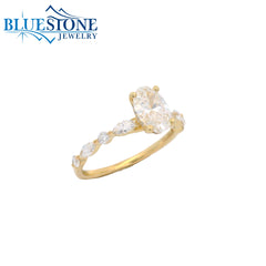 10KYG Oval LAB-Grown Diamond Ring; 1.25tcw - Size 6.5