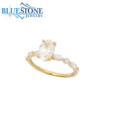 10KYG Oval LAB-Grown Diamond Ring; 1.25tcw - Size 6.5