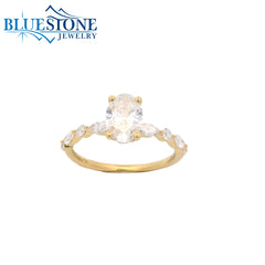 10KYG Oval LAB-Grown Diamond Ring; 1.25tcw - Size 6.5