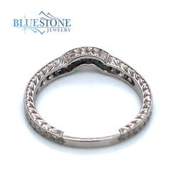 Platinum Engraved Diamond Wedding Band- size 6.5