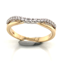 14K Yellow Gold Curved Wedding Band and/or Fashion Ring w/ 0.17cttw of Diamonds