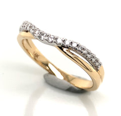 14K Yellow Gold Curved Wedding Band and/or Fashion Ring w/ 0.17cttw of Diamonds