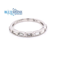 14K White Gold Band w/ Baguette Cut Diamonds(size 6.75)