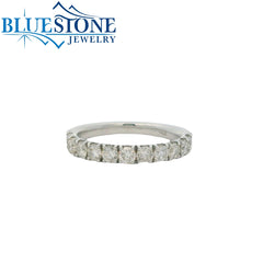 14K White Gold Wedding Band w/Round Diamonds at 0.90cttw(size 6.25)