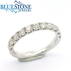 14K White Gold Wedding Band w/Round Diamonds at 0.90cttw(size 6.25)
