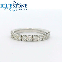 14K White Gold Wedding Band w/Round Diamonds at 0.90cttw(size 6.25)