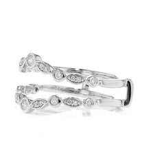 14 Karat White Gold Ring Guard Wedding Band with 36 Round Diamonds at