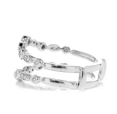14 Karat White Gold Ring Guard Wedding Band with 36 Round Diamonds at