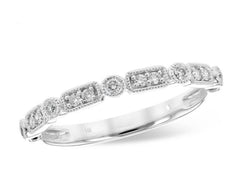 14 Karat White Gold Wedding Band or Fashion Ring with 0.13 Carats Tota