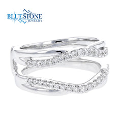 14kt White Gold Ring Guard Wedding Band- Size 7