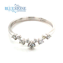 14K White Gold Diamond Wedding Band- Size 7
