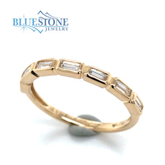 14 Karat Yellow Gold Wedding Band/Fashion Ring w/ 7 Baguette Cut Diamonds*size6.75