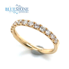 14 Karat Yellow Gold Wedding Band or Fashion Ring with 13 Round Natura