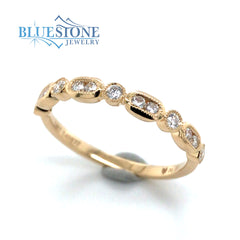 14 Karat Yellow Gold Wedding Band or Fashion Ring with 18 Round Natura