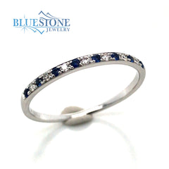 14kt White Gold Sapphire and Diamond Ring- 7.5