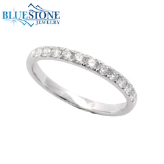 14 Karat White Gold Half Eternity Diamond Band Ring- Size 6.25