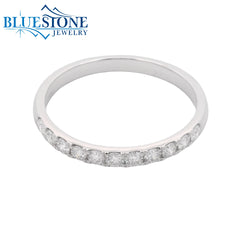 14 Karat White Gold Half Eternity Diamond Band Ring- Size 6.25