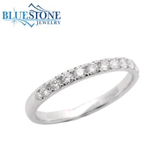 14 Karat White Gold Half Eternity Diamond Band Ring- Size 6.25