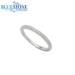 14KWG Wedding Band w/ 22 LAB Diamonds- Size 6.5