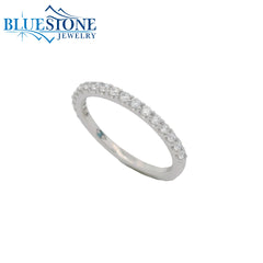 14KWG Wedding Band w/ 19 LAB Diamonds- Size 6.5